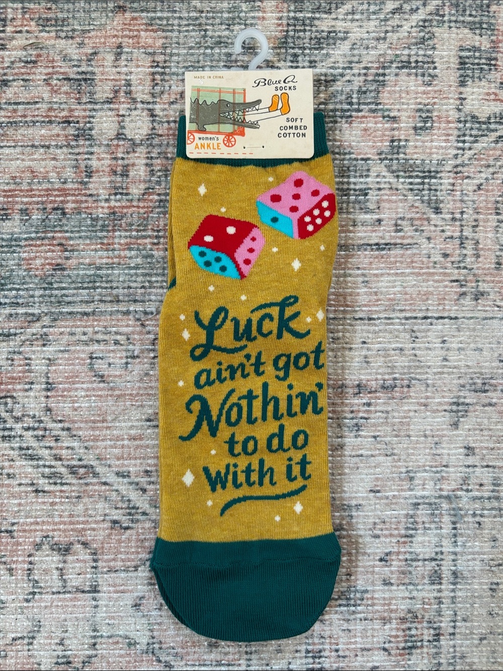 Blue Q Mustard Dice Graphic Ankle Socks